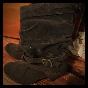 Brown high heel boots